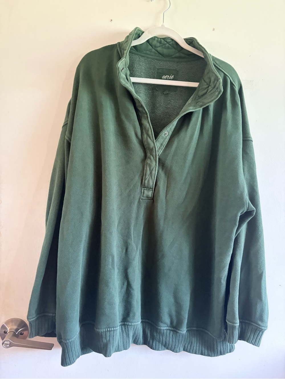 aerie Green Quarter-Snap Pullover Sweatshirt